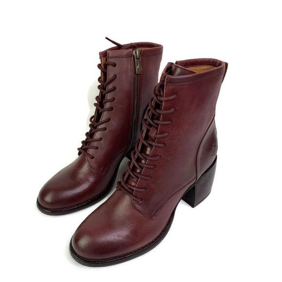 red combat boots with heels